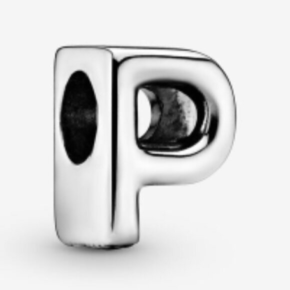 Sterling Silver Letter P Charm - Picture 2 of 8